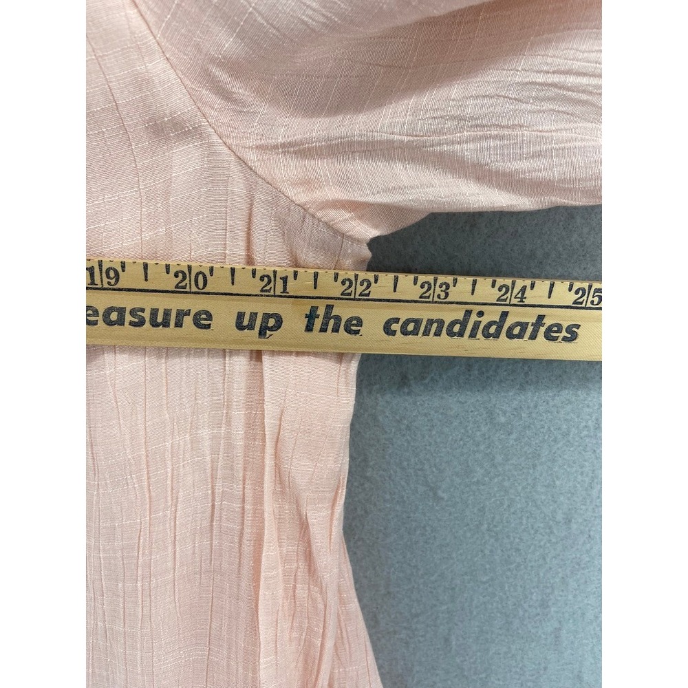 Style & Co Shirt Womens Sz M Boho Embroidered Blouse Peach Lace Mesh V-Neck - Picture 6 of 10